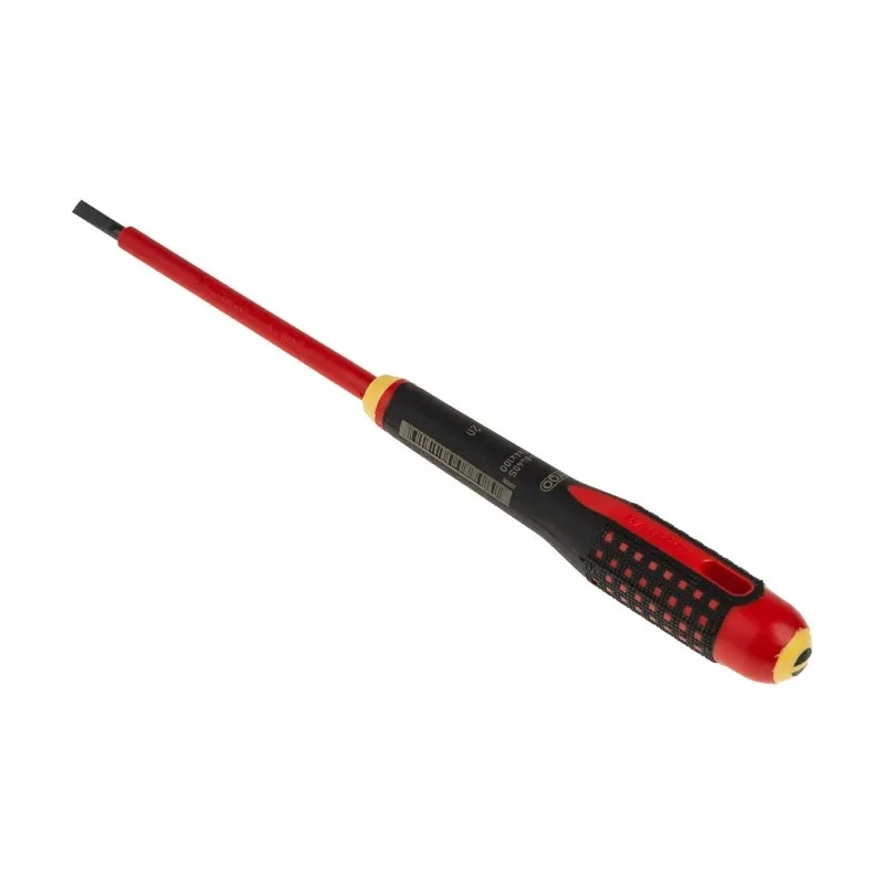 Bahco Slotted Screwdriver with 100 mm Alloy Steel Blade, Bi-Material Handle, Ergonomic Grip, Insulated for 1000V BE-8040S