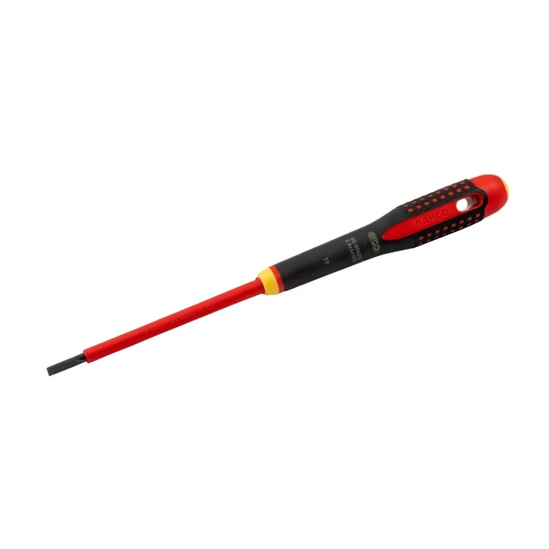 Bahco Slotted Screwdriver with 100 mm Alloy Steel Blade, Bi-Material Handle, Ergonomic Grip, Insulated for 1000V BE-8040S