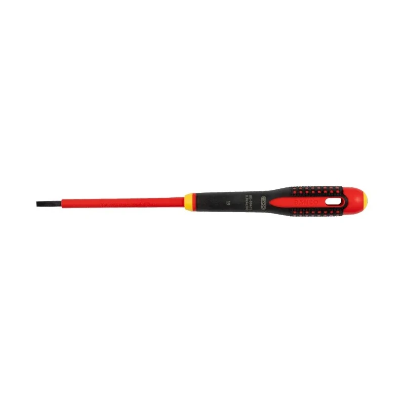 Bahco Slotted Screwdriver with 100 mm Alloy Steel Blade, Bi-Material Handle, Ergonomic Grip, Insulated for 1000V BE-8040S