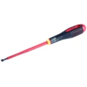 Bahco Slotted Screwdriver with 125 mm Blade, Bi-Material Handle, VDE 1000V Approved, Ergonomic Black Oxide Tip BE-8050S