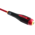 Bahco Slotted Screwdriver with 125 mm Blade, Bi-Material Handle, VDE 1000V Approved, Ergonomic Black Oxide Tip BE-8050S