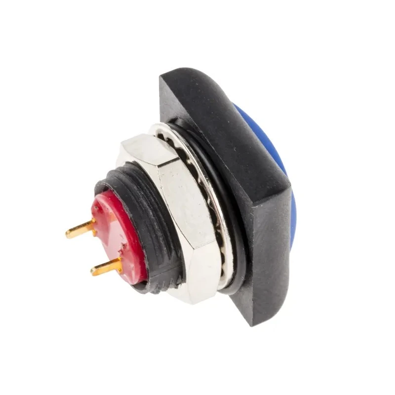 RS PRO Push Button Switch Momentary PCB Mount 13.6 mm Cutout SPST Blue LED IP67 50 V dc 32 V ac 820-7565