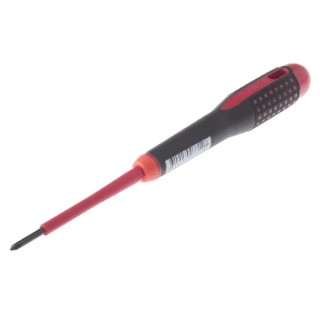 Bahco Standard PH0 Tip Insulated Screwdriver with 75 mm Alloy Steel Blade, Bi-Material Handle, VDE/1000V Approved BE-8600S