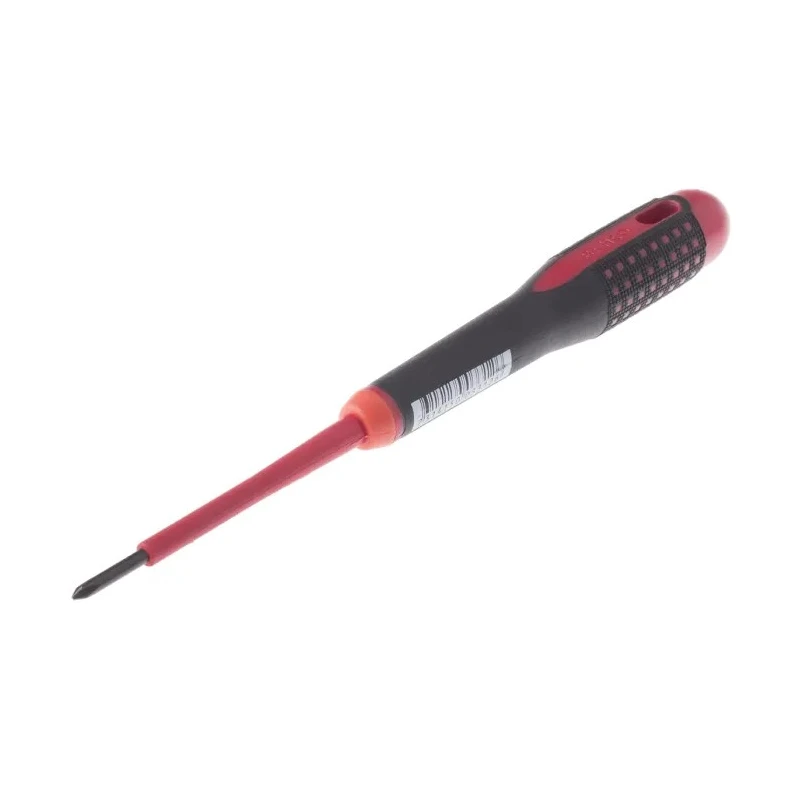 Bahco Standard PH0 Tip Insulated Screwdriver with 75 mm Alloy Steel Blade, Bi-Material Handle, VDE/1000V Approved BE-8600S