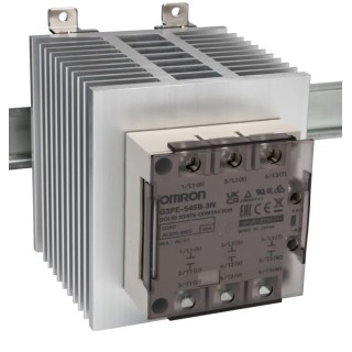 Omron G3PE Three Phase Series Solid State Relay, 45A Load Current, DIN Rail Mount, 528V AC Load, 12-24V DC Control 