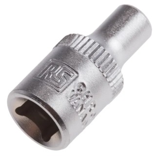 RS PRO Socket 1/4 in Drive 4 mm 6 Point Square Chrome Vanadium Steel Sand Blasted Finish 830-3988