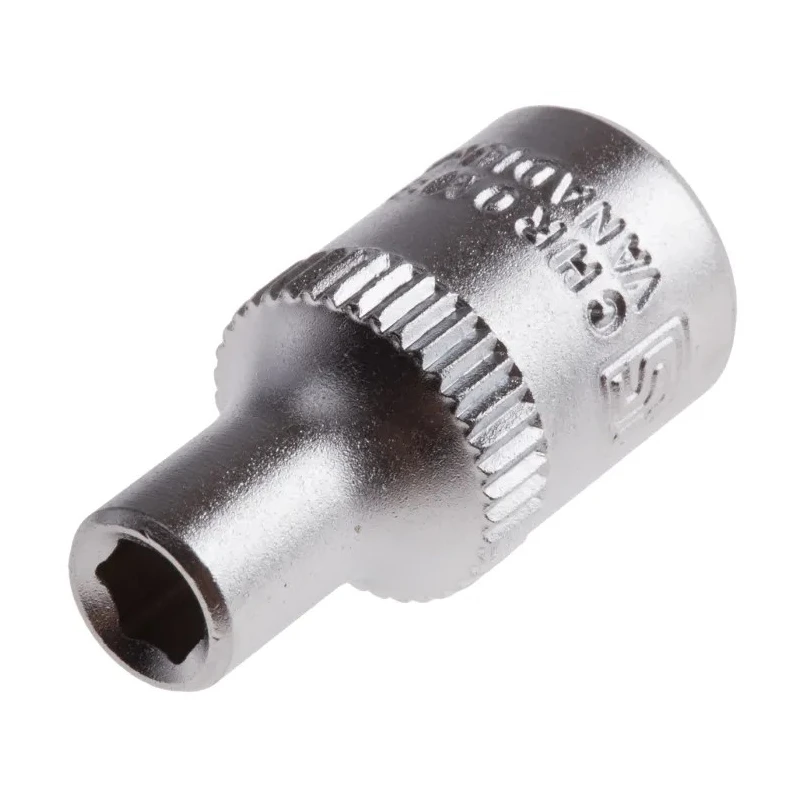 RS PRO Socket 1/4 in Drive 4 mm 6 Point Square Chrome Vanadium Steel Sand Blasted Finish 830-3988