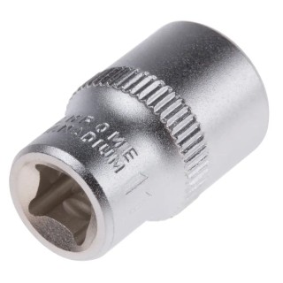 RS PRO 1/4 in Drive 11 mm 6 Point Square Chrome Vanadium Steel Socket 830-4010