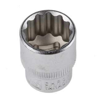 RS PRO Socket 3/8 in Drive 16 mm 12 Point Square Chrome Vanadium Steel Sand Blasted Finish 830-4054