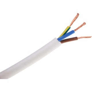 RS PRO 2 Core Power Cable, White 0.75mm² 70 °C, 100 m Thermoplastic 836-0713