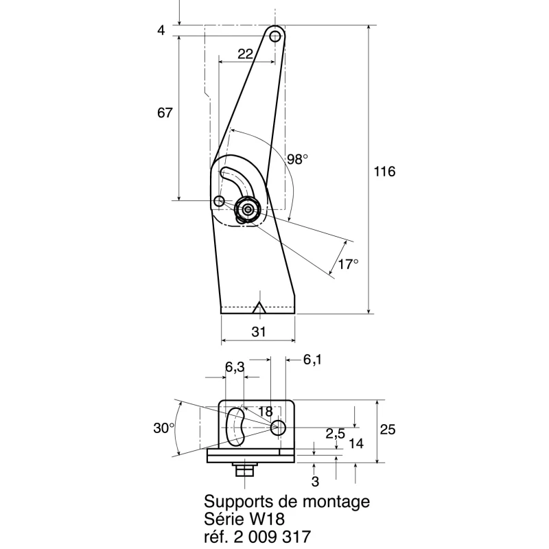 SICK BEF Series Mounting Bracket for Use with W14-2 and W18-3 Optical Proximity Sensors BEF-WN-W18