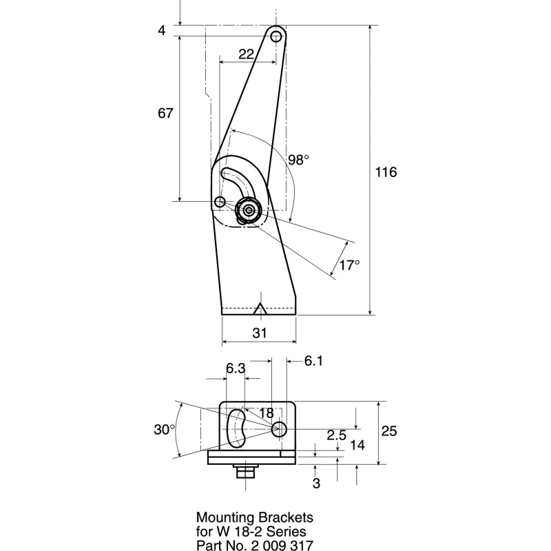 SICK BEF Series Mounting Bracket for Use with W14-2 and W18-3 Optical Proximity Sensors BEF-WN-W18