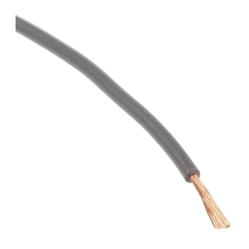 RS PRO Grey 0.26 mm² Stranded Polyvinyl Chloride Hook Up Wire, 23 AWG, 3/0.07 mm Strands, 100 m Length, 250 V, 105°C 860-6722