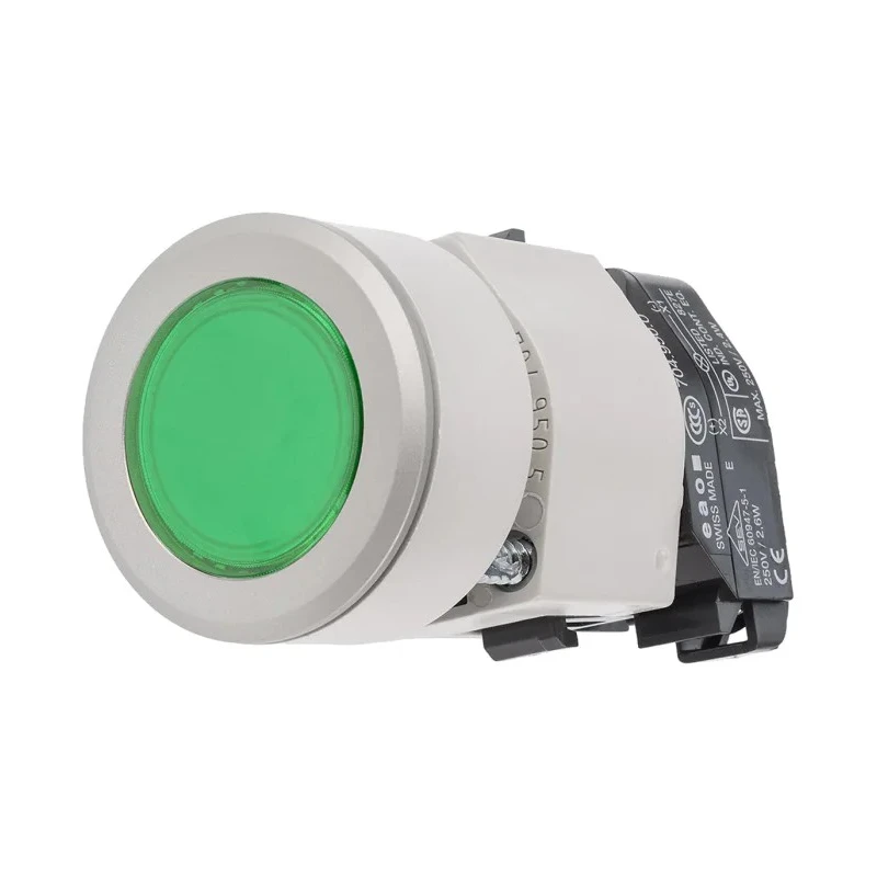 EAO Green Momentary Round Push Button Head 30.5 mm Cutout Diameter IP65 Plastic Housing 704.032.518