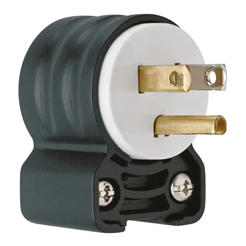 PASS & SEYMOUR 15A, 125V NEMA 5-15P USA Mains Plug White Black Nylon Cable Screw Termination PS5266SSAN