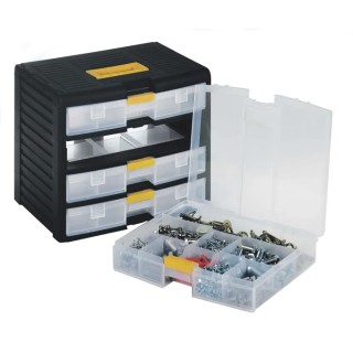 RS PRO Drawer Storage Unit 4 Polypropylene Case 334 mm Height 391 mm Width 290 mm Depth Black 838-6548