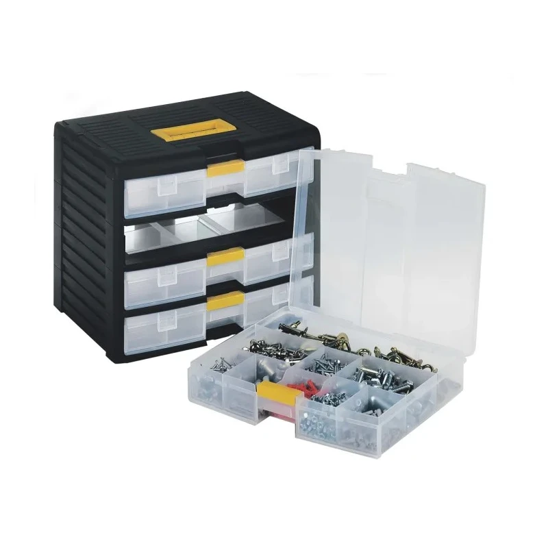 RS PRO Drawer Storage Unit 4 Polypropylene Case 334 mm Height 391 mm Width 290 mm Depth Black 838-6548