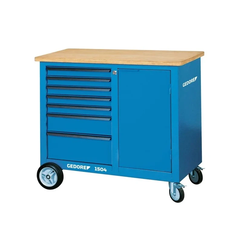 Gedore Portable Steel Workbench with Beechwood Top, 1000kg Load Capacity, 985mm Height, 1100mm Width, 550mm Length 6622830