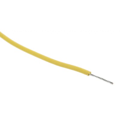 RS PRO Yellow 0.2 mm² 24 AWG Hook Up Wire 11/0.16 mm Core Strands, 100 m, Stranded Tinned Copper, Polyethylene 872-5243