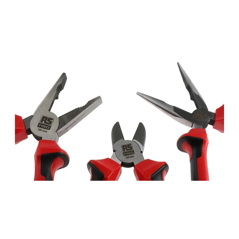 RS PRO 3-Piece Chrome Molybdenum Steel Plier Set with Soft-Grip Handles and Induction Hardened Jaws 875-5815