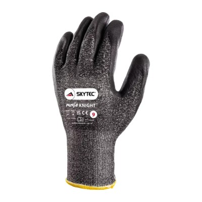 Skytec Ninja Knight Black Fibreglass Polyethylene Work Gloves Size 9 Nitrile Coating SKY27