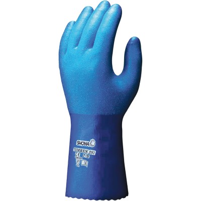 Showa 281 TEMRES Blue Nylon Work Gloves Size 9 Aqua Polymer Coating SHO281