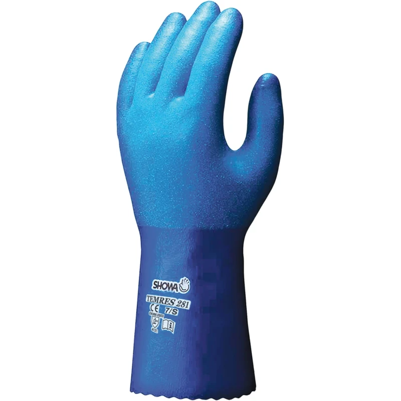 Showa 281 TEMRES Blue Nylon Work Gloves Size 9 Aqua Polymer Coating SHO281
