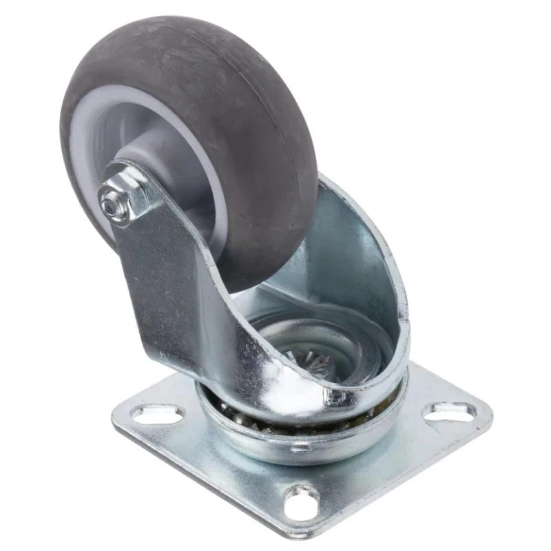 RS PRO Swivel Castor with 63 mm Rubber Wheel, 18 kg Load Capacity, Zinc Plated Steel Body 289-2839