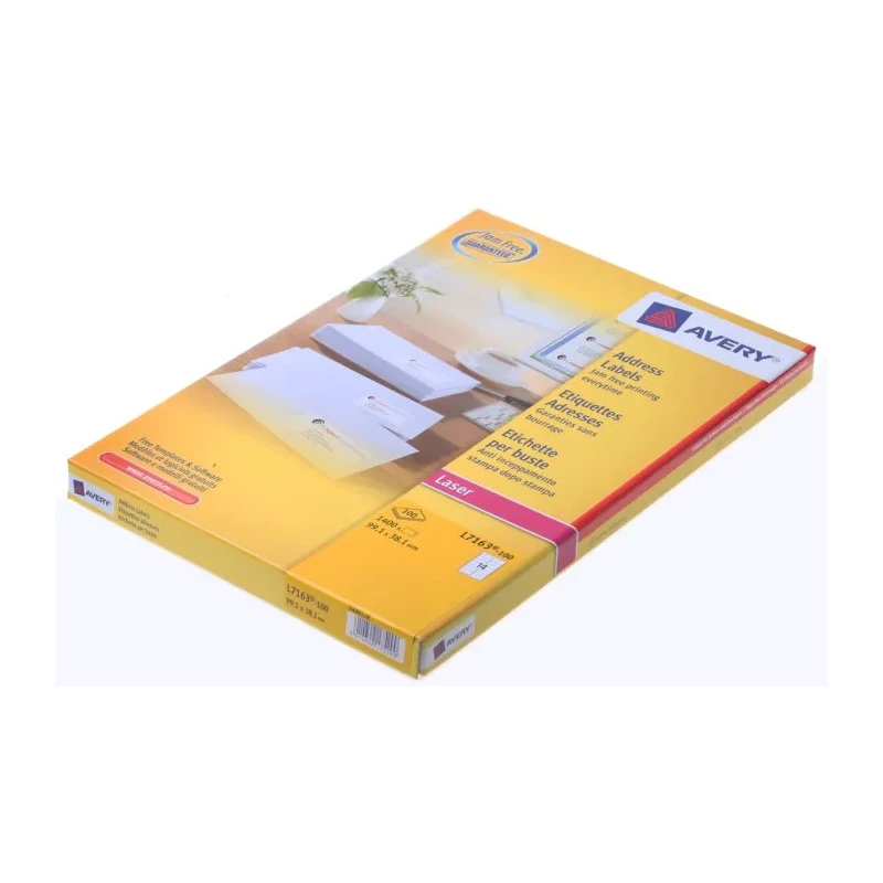Avery White Adhesive Address Label Sheet, Pack of 100, 99.1mm x 38.1mm, Quick Peel L7163-100