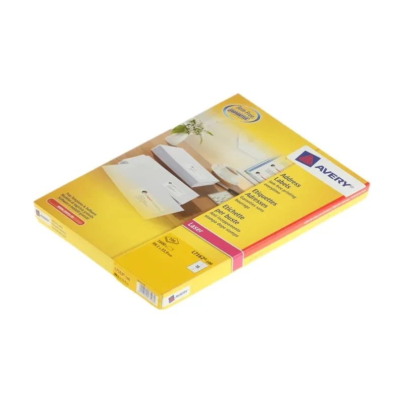 Avery White Adhesive Address Label Sheet, Pack of 100, Laser Printer Compatible, 99.1mm x 33.9mm L7162-100