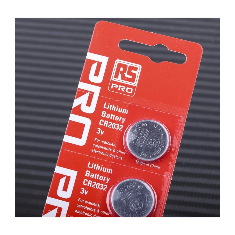 RS PRO Lithium Manganese Dioxide CR2032 Button Battery, 3 V, 20 mm Diameter, 5 Pack CR2032