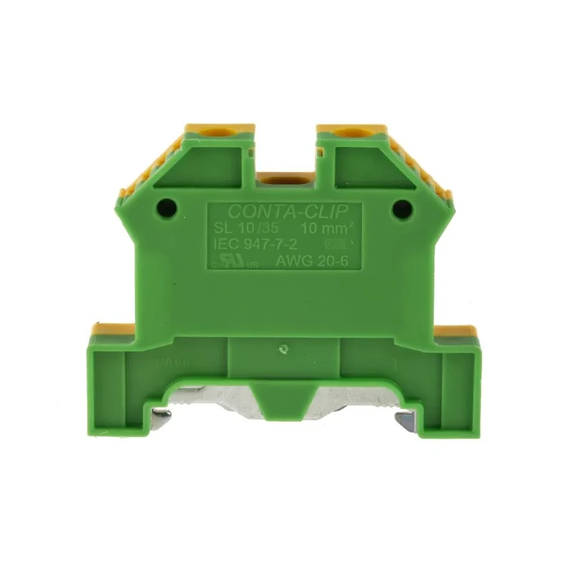 RS PRO Earth Terminal Block Green Yellow, 8kV Voltage, 0.2-10 mm² Cable CSA, 1-Level Screw Termination 872-5621