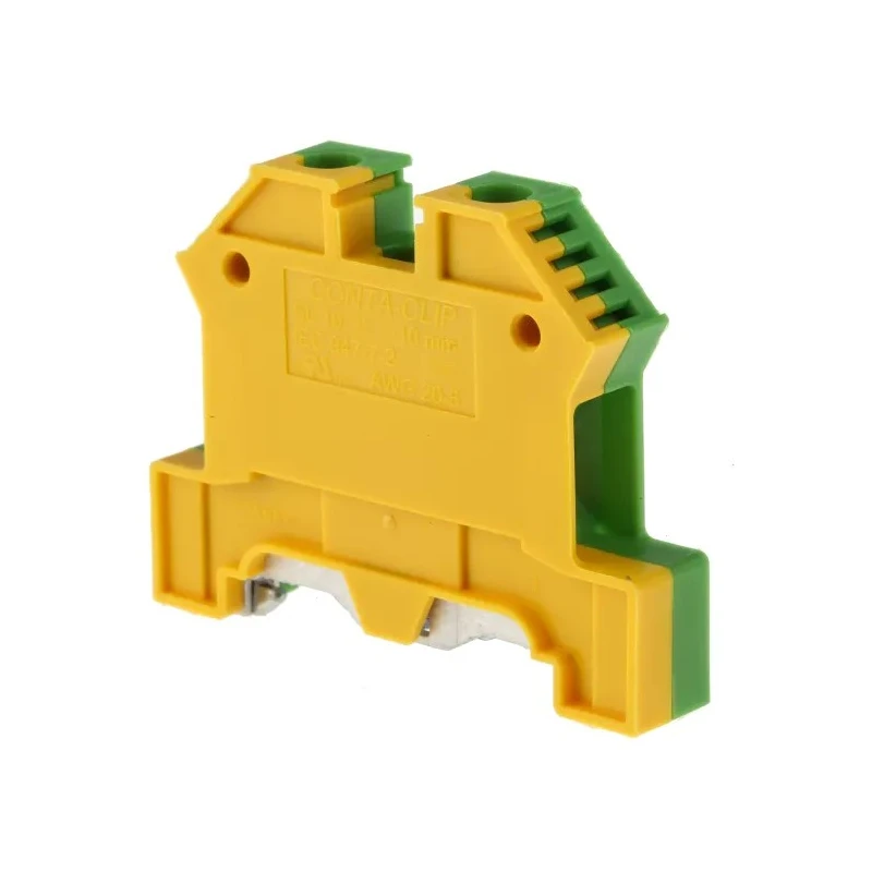 RS PRO Earth Terminal Block Green Yellow, 8kV Voltage, 0.2-10 mm² Cable CSA, 1-Level Screw Termination 872-5621