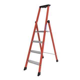 TUBESCA Fibreglass 4 Steps Step Ladder with Aluminium Rungs, 0.92m Platform Height, 1.58m Open Length 04472004