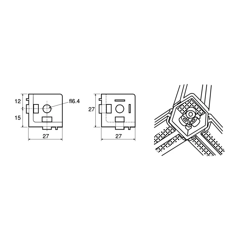 FlexLink M6 Angle Bracket Connecting Component Strut Profile 30 mm Groove Size 7.2 mm XFFA 30 C + XFBE 30 C