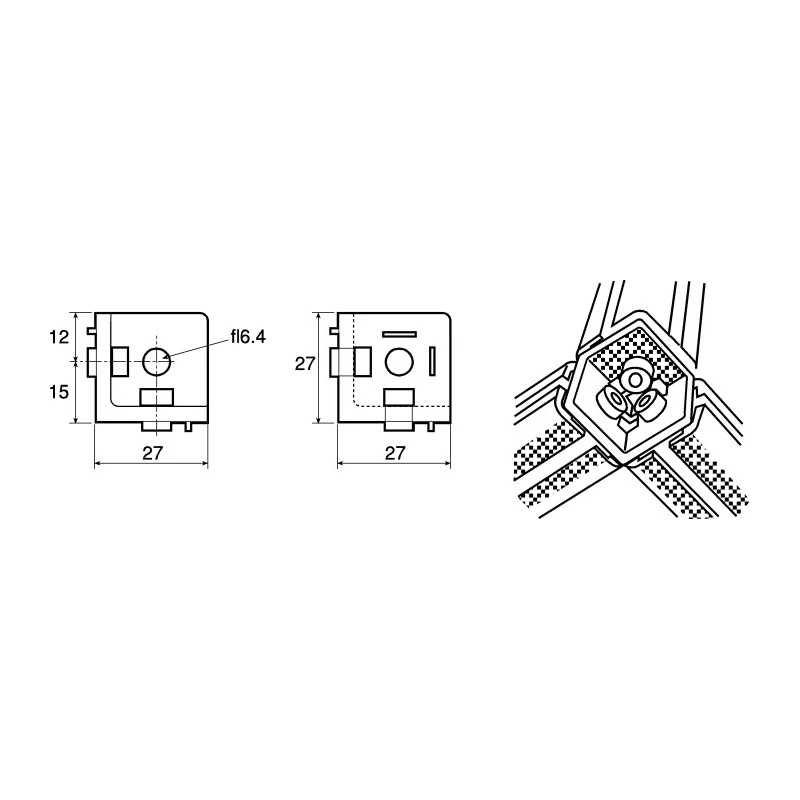 FlexLink M6 Angle Bracket Connecting Component Strut Profile 30 mm Groove Size 7.2 mm XFFA 30 C + XFBE 30 C