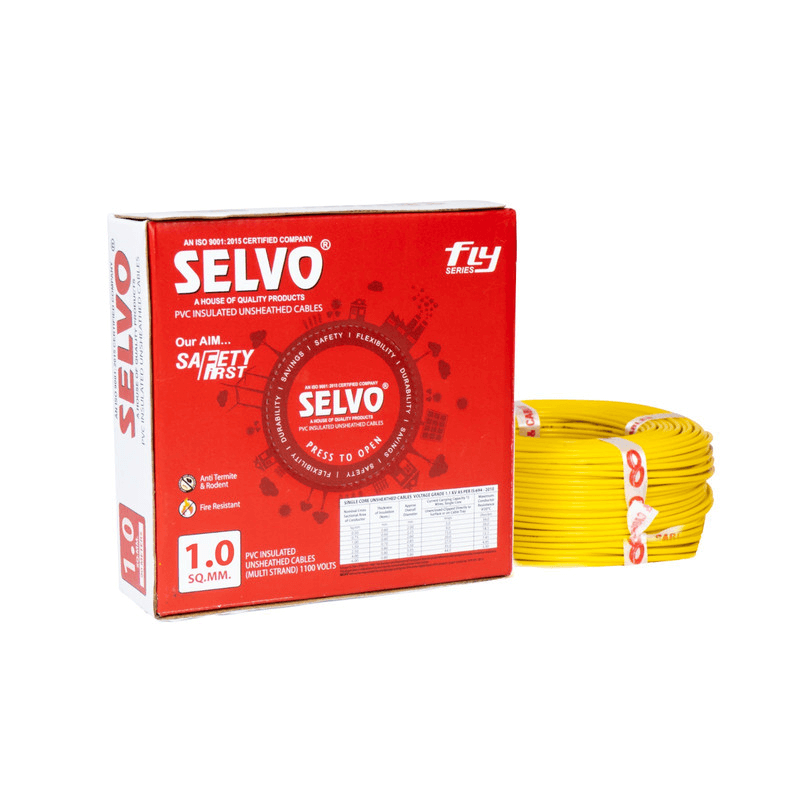 selvo-1-sq-mm-90-meter-pvc-insulated-multistrand-flame-retardant-yellow-copper-cable-58448