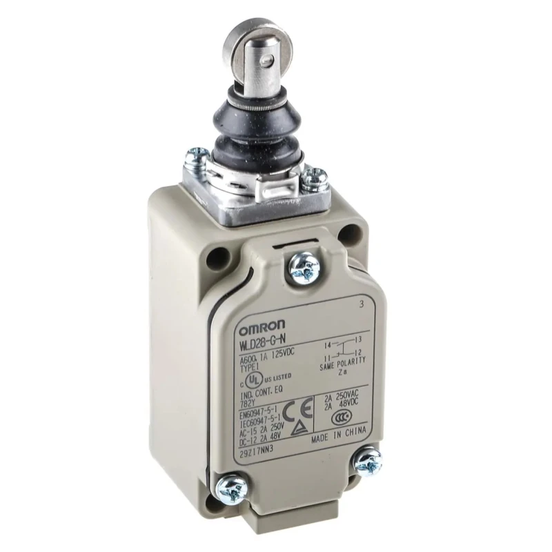 Omron WL Series Roller Plunger Limit Switch, SPST Contact, IP67, Aluminium Housing, 500V AC, 10A, Model WLD28-G-N