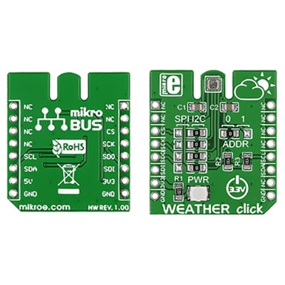 MikroElektronika Temperature Sensor MikroBus Click Board with -40 to +85°C Temperature Range, Humidity 0-100% MIKROE-1978