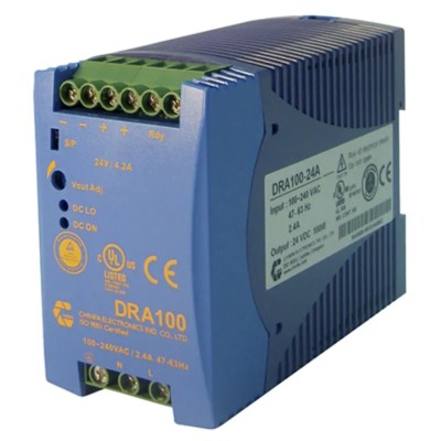 Chinfa DIN Rail Power Supply 264V AC Input 12V DC 8.4A Output 100W DRA100