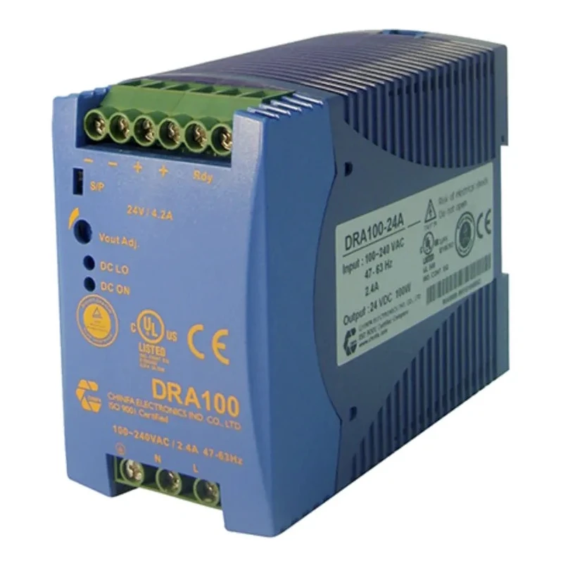 Chinfa DIN Rail Power Supply 264V AC Input 12V DC 8.4A Output 100W DRA100