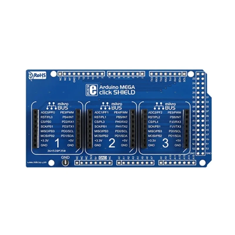 MikroElektronika Arduino Mega Click Shield with Three mikroBUS™ Host Sockets MIKROE-1900