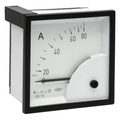HOBUT Analogue Panel Ammeter 100 A AC/DC, CT Operated, Flame Retardant Case, D72SD5A/0-80A