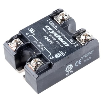 Crydom A2 Series Solid State Relay Panel Mount 75A Load 280Vrms Load 280Vrms Control A2475
