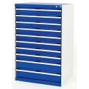 Bott Drawer Storage Unit 10, Steel Case, 1.2 m Height x 800 mm Width x 650 mm Depth, Blue/Grey Finish 40020065.11v