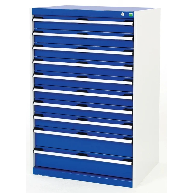 Bott Drawer Storage Unit 10, Steel Case, 1.2 m Height x 800 mm Width x 650 mm Depth, Blue/Grey Finish 40020065.11v