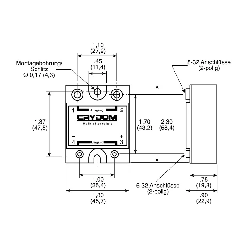 Crydom HA AND HD Series Solid State Relay, Panel Mount, 125A Load Current, 660V AC Load Voltage, 32V Control Voltage HD60125