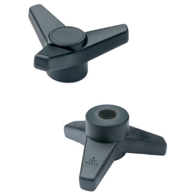 Elesa Black Polyamide 3-Arm Clamping Knob M12 Threaded Hole 20mm Thread Length 100 mm Knob Diameter 65708