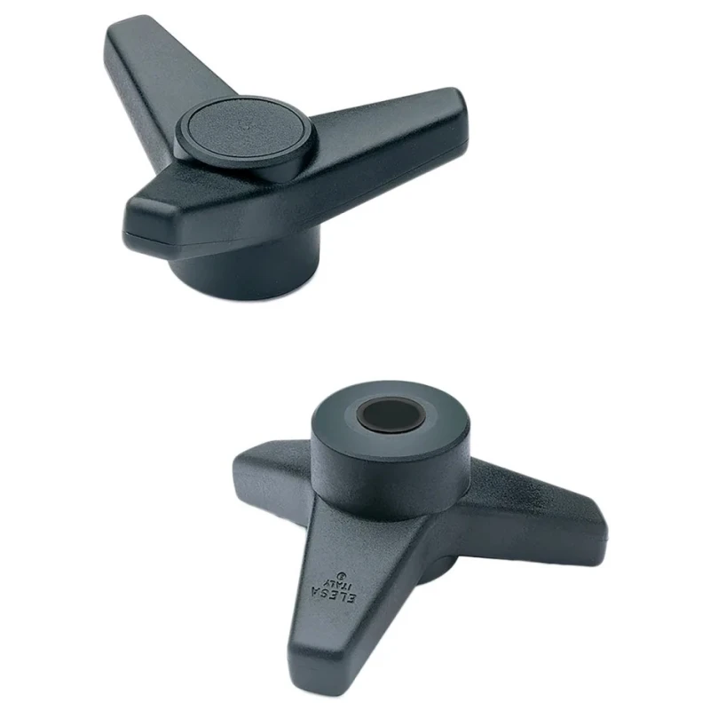 Elesa Black Polyamide 3-Arm Clamping Knob M12 Threaded Hole 20mm Thread Length 100 mm Knob Diameter 65708