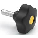Elesa Black Polypropylene Hex Clamping Knob M6 Threaded Stud, 43 mm Diameter, 30 mm Thread Length 169905-C9